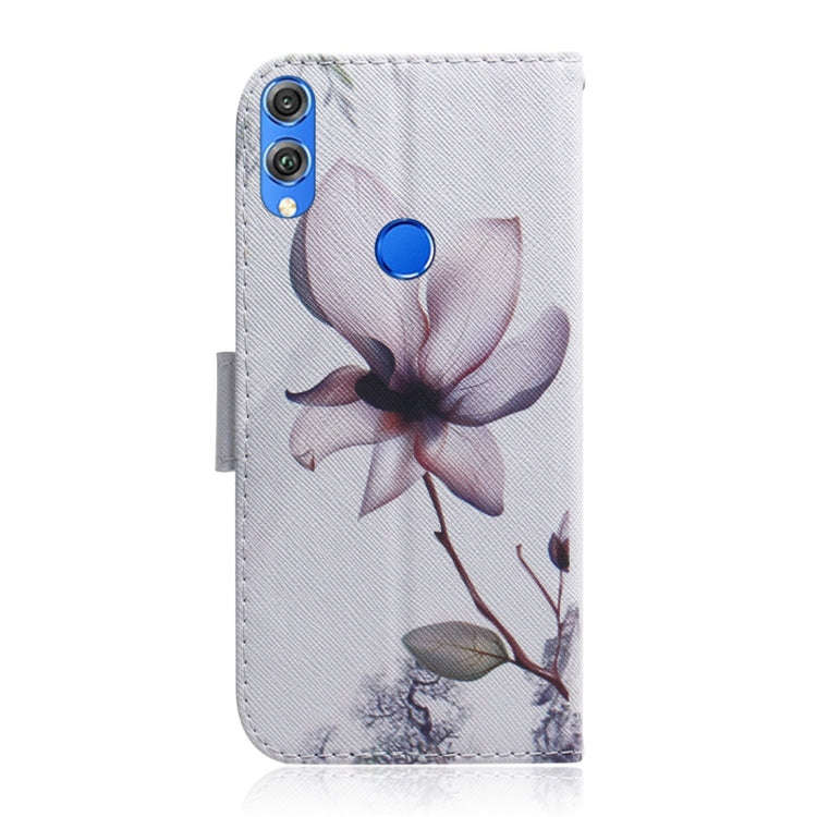 Magnolia Flower Pattern Coloured Drawing Horizontal Flip Leather Case for Huawei Honor 8X, with H...