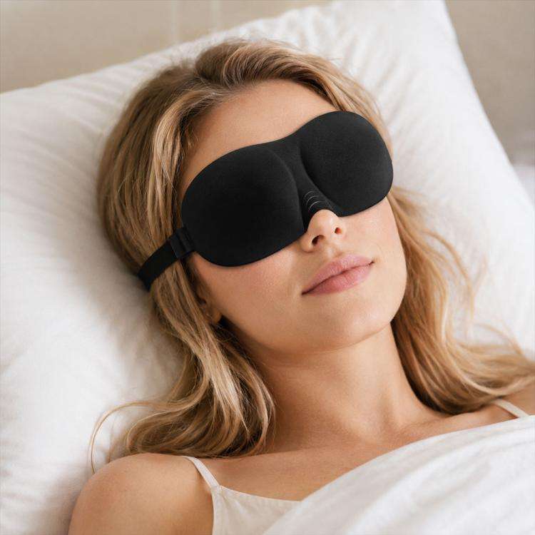 3D Portable Shading Sleep Rest Aid Cover Eye Patch Sleeping Mask Female Cute Eye Mask(Black)