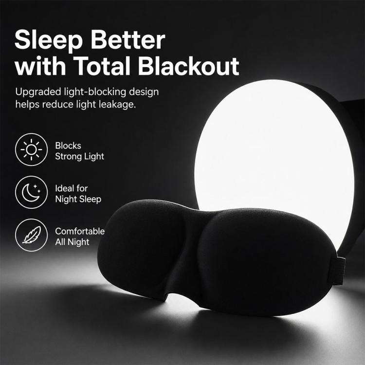 3D Portable Shading Sleep Rest Aid Cover Eye Patch Sleeping Mask Female Cute Eye Mask(Black)