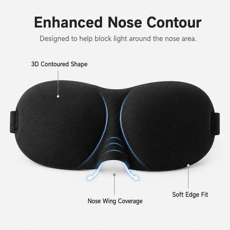 3D Portable Shading Sleep Rest Aid Cover Eye Patch Sleeping Mask Female Cute Eye Mask(Black)