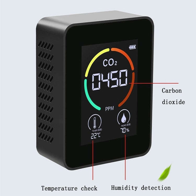 XY-T01 3 in 1 Temperature Humidity and CO2 Display Air Quality Detector, Infrared Sensor(Black)