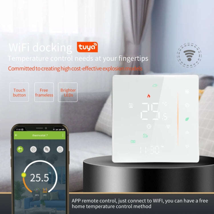 BHT-006GBLW 95-240V AC 16A Smart Home Heating Thermostat for EU Box, Control Electric Heating wit...