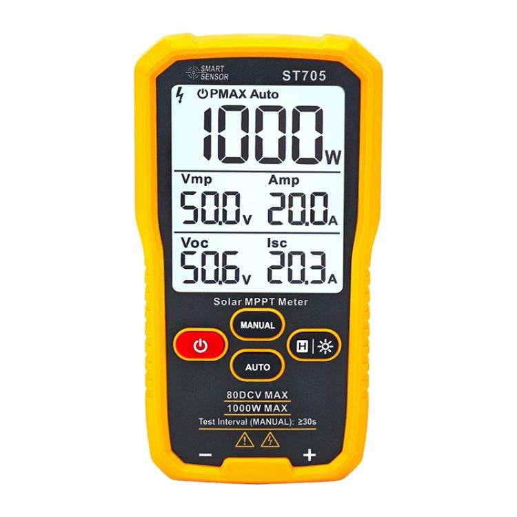 SMART SENSOR ST705 1000W Solar Panel Tester Meter MPPT Photovoltaic Multimeter (Yellow)
