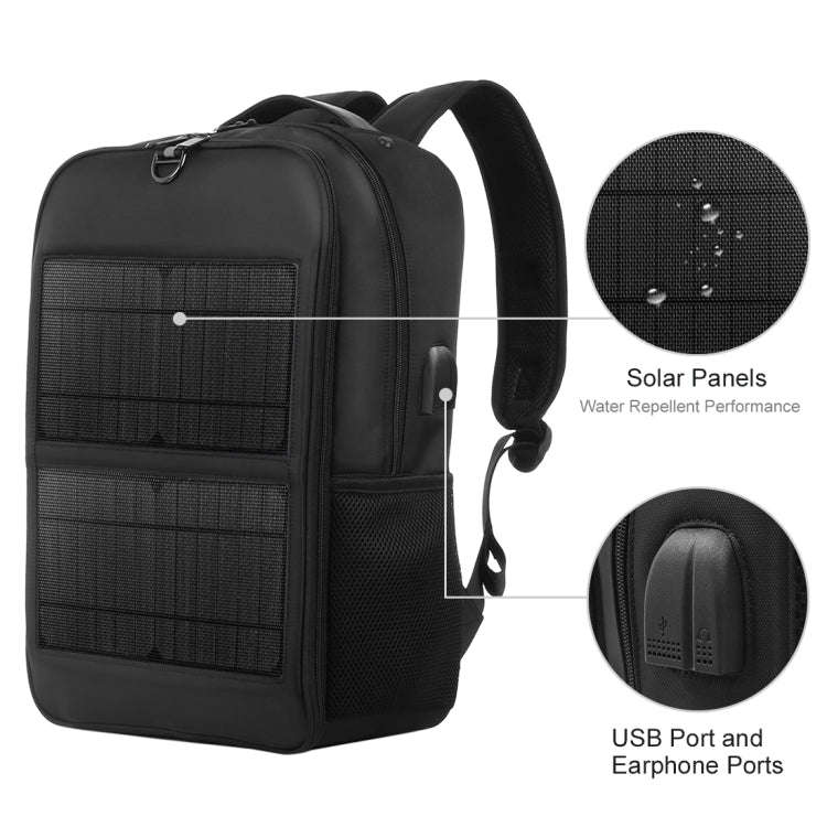 HAWEEL 14W Solar Panel Power Backpack Laptop Bag with Handle and 5V / 2.1A Max USB Charging Port(...