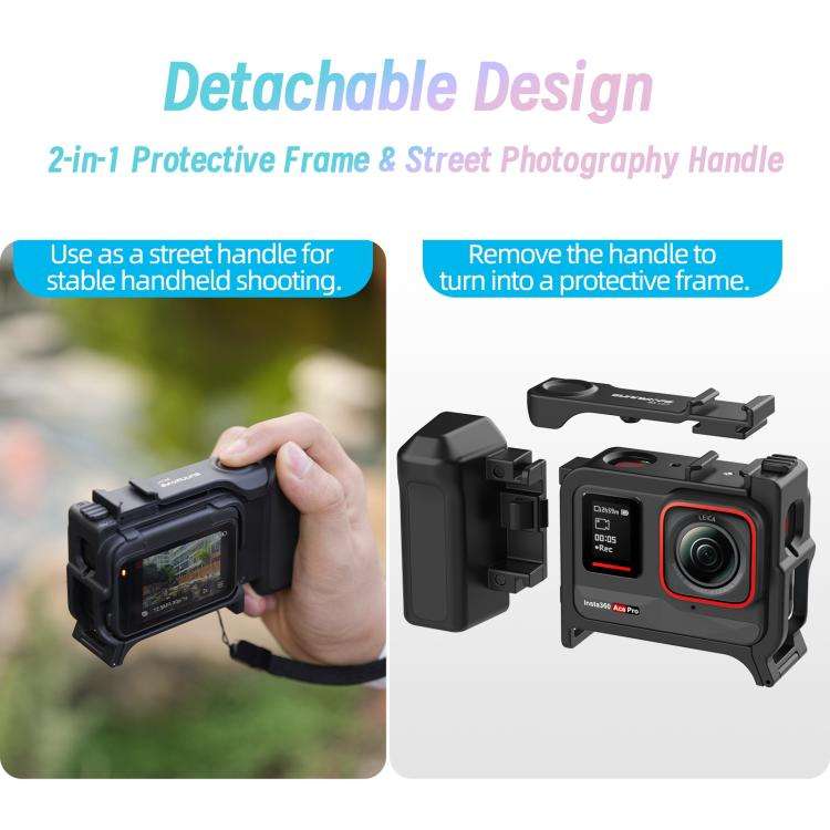 Sunnylife 2-in-1 Detachable Protective Frame & Street Photography Handle for Insta360 Ace Pro 2 /...