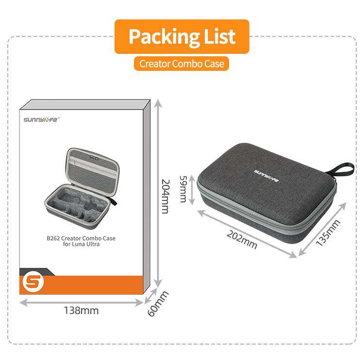 For Insta360 Luna Ultra Sunnylife Mini Carrying Case Handbag Creator Combo Bag (Dark Gray)