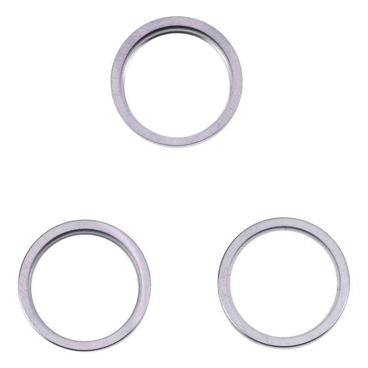 For iPhone 14 Pro 3PCS Rear Camera Glass Lens Metal Outside Protector Hoop Ring(Grey)