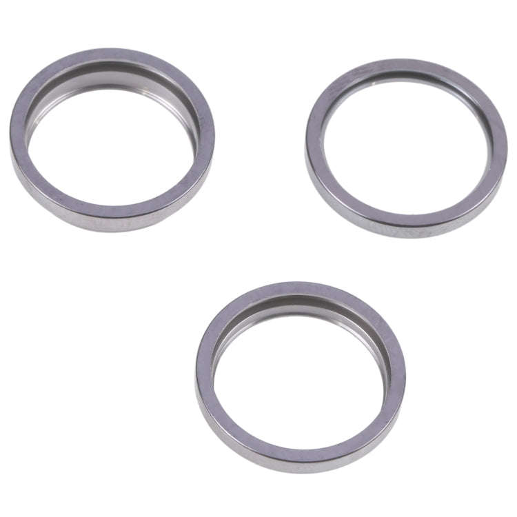 For iPhone 14 Pro 3PCS Rear Camera Glass Lens Metal Outside Protector Hoop Ring(Grey)