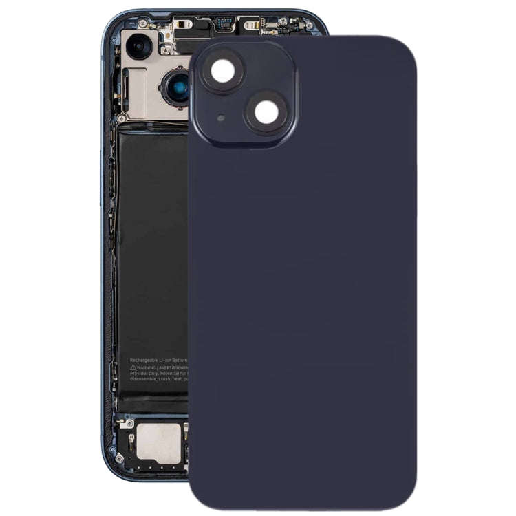 For iPhone 14 Plus Glass Battery Back Cover with Flash Bracket + Wireless Charging Module(Black)