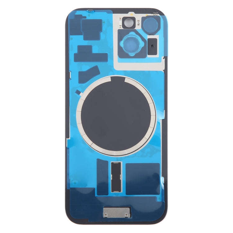 For iPhone 15 Battery Back Cover with Camera Lens Frame + MagSafe Magnet(Black)