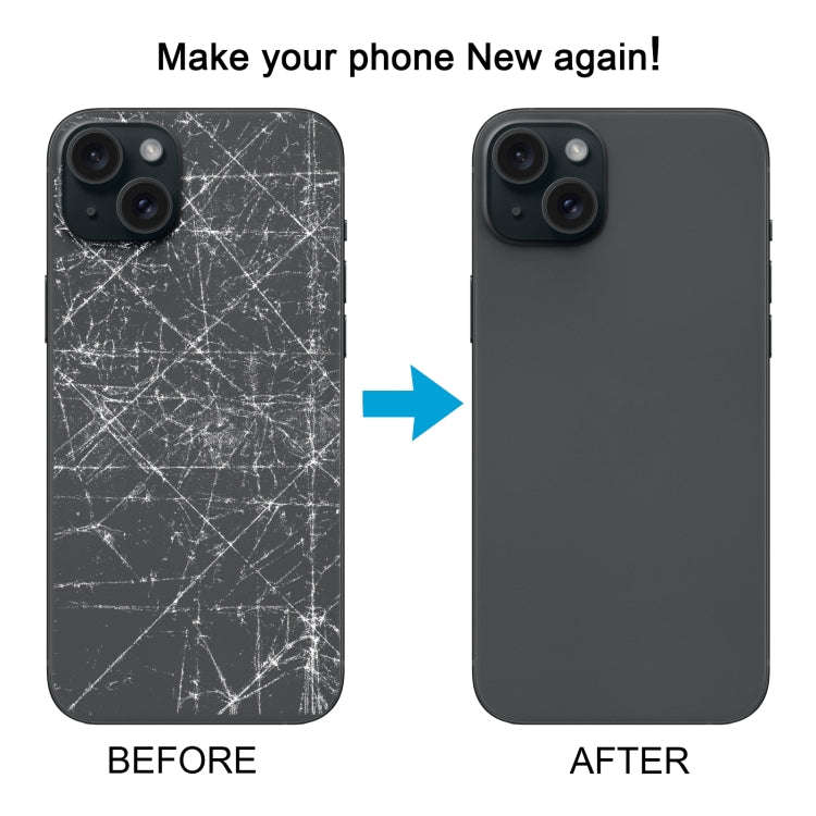 For iPhone 15 Battery Back Cover with Camera Lens Frame + MagSafe Magnet(Black)