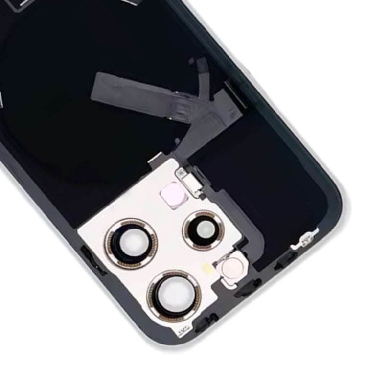 For iPhone 15 Pro Glass Battery Back Cover with Flash Bracket + Wireless Charging Module(Black)