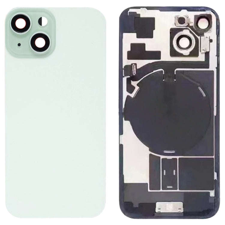 For iPhone 15 Glass Battery Back Cover with Flash Bracket + Wireless Charging Module(Green)