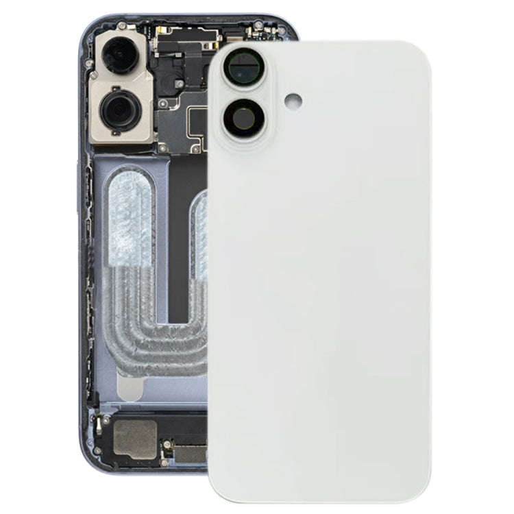 For iPhone 16 Battery Back Cover with Camera Lens Cover(White)