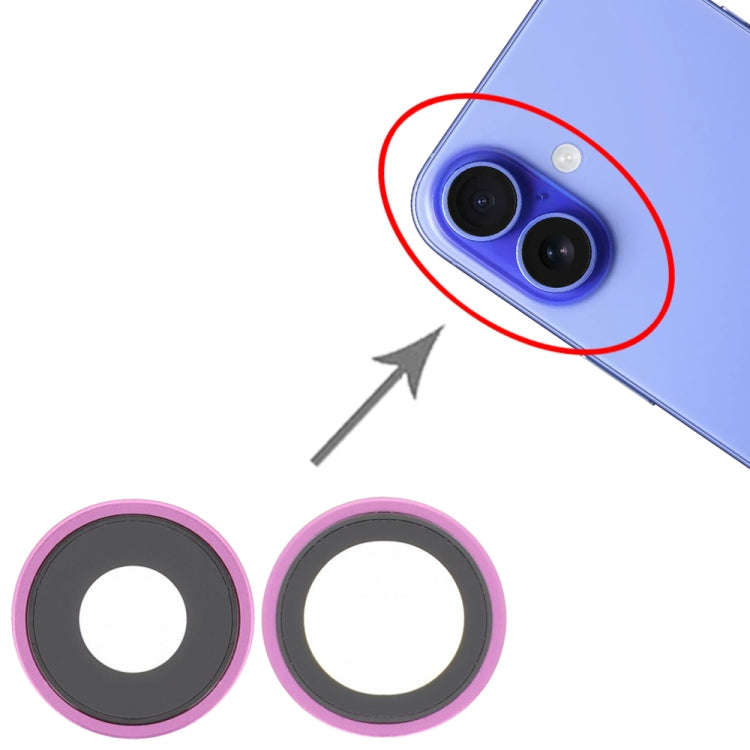 For iPhone 16 / 16 Plus Rear Camera Lens Cover (Pink)