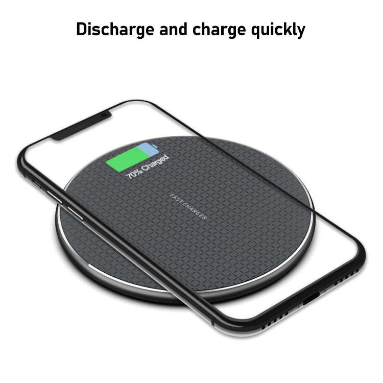 K8 15W Aluminum Alloy Round Desktop Wireless Charger with 1m Type-C Fast Charging Cable(Black)