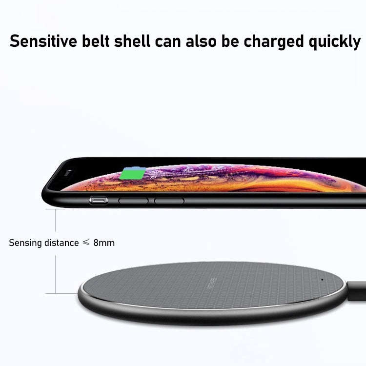 K8 15W Aluminum Alloy Round Desktop Wireless Charger with 1m Type-C Fast Charging Cable(Black)