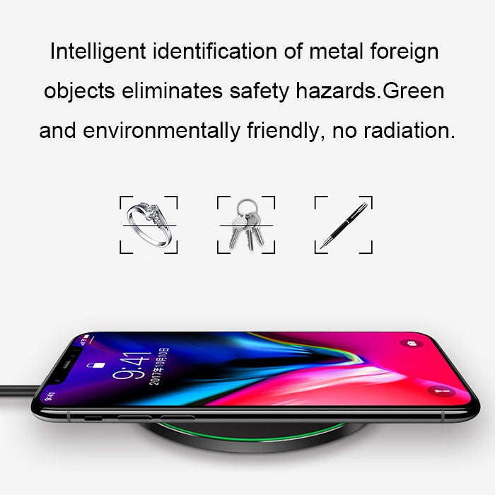 GY-68 Ultra-Thin Aluminum Alloy Wireless Fast Charging Qi Charger Pad(Black)