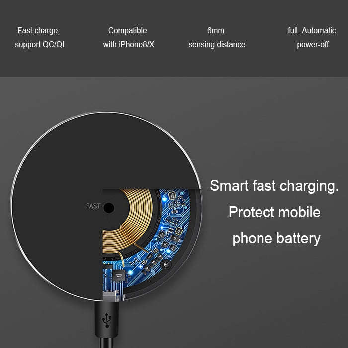 GY-68 Ultra-Thin Aluminum Alloy Wireless Fast Charging Qi Charger Pad(Silver)