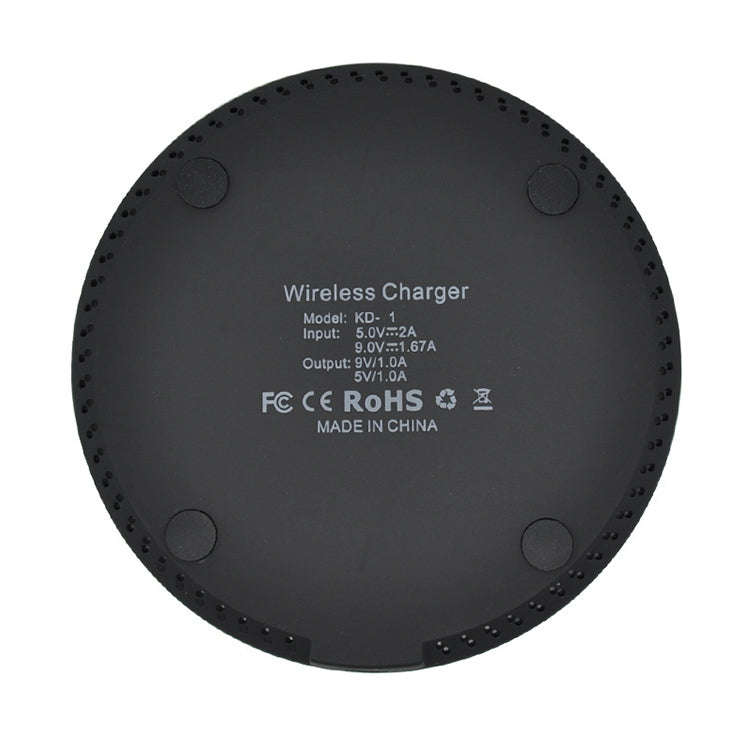 KD-1 Ultra-thin 10W Fast Charging Wireless Charger for Android Phones & iPhone(Black)