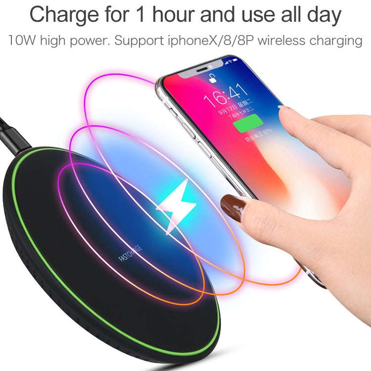 KD-1 Ultra-thin 10W Fast Charging Wireless Charger for Android Phones & iPhone(Black)