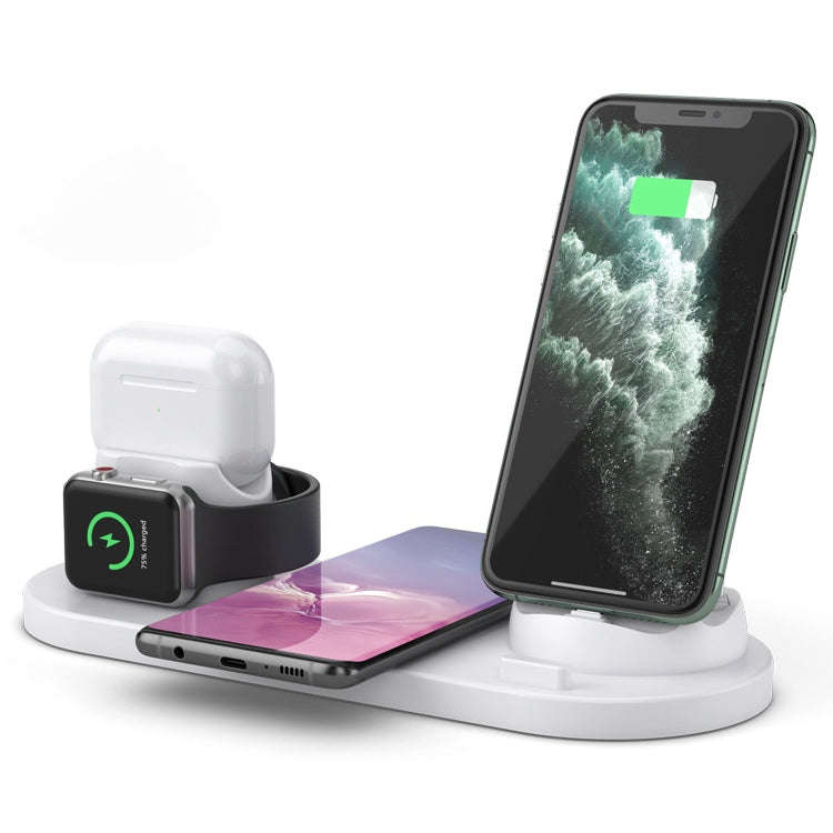 6 in 1 10W Qi Standard Wireless Charger Stand (White)