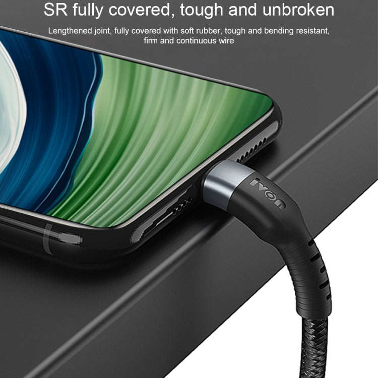 IVON CA88 12W 2.4A USB to Micro USB Nylon Braid Fast Charge Data Cable, Cable Length: 1m (Black)