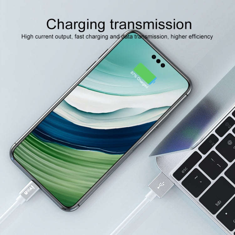 IVON CA73 2.4A Micro USB Fast Charging Data Cable, Length: 2m(White)