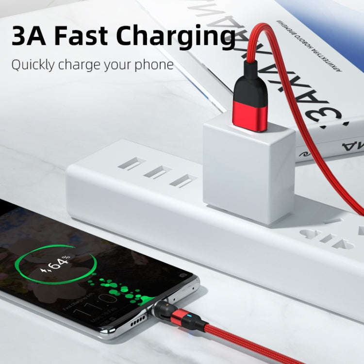 2m 3A Output 3 in 1 USB to 8 Pin + USB-C / Type-C + Micro USB 540 Degree Rotating Magnetic Data S...