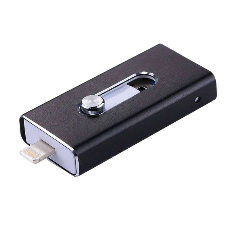 RQW-02 3 in 1 USB 2.0 & 8 Pin & Micro USB 16GB Flash Drive(Black)