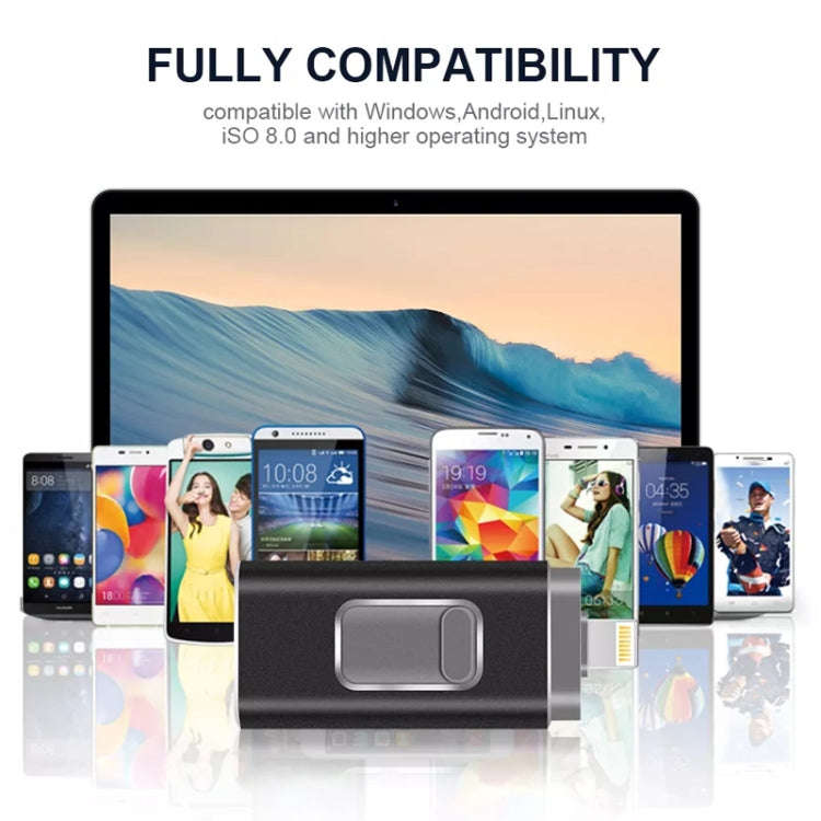 easyflash RQW-01B 3 in 1 USB 2.0 & 8 Pin & Micro USB 32GB Flash Drive(Silver)