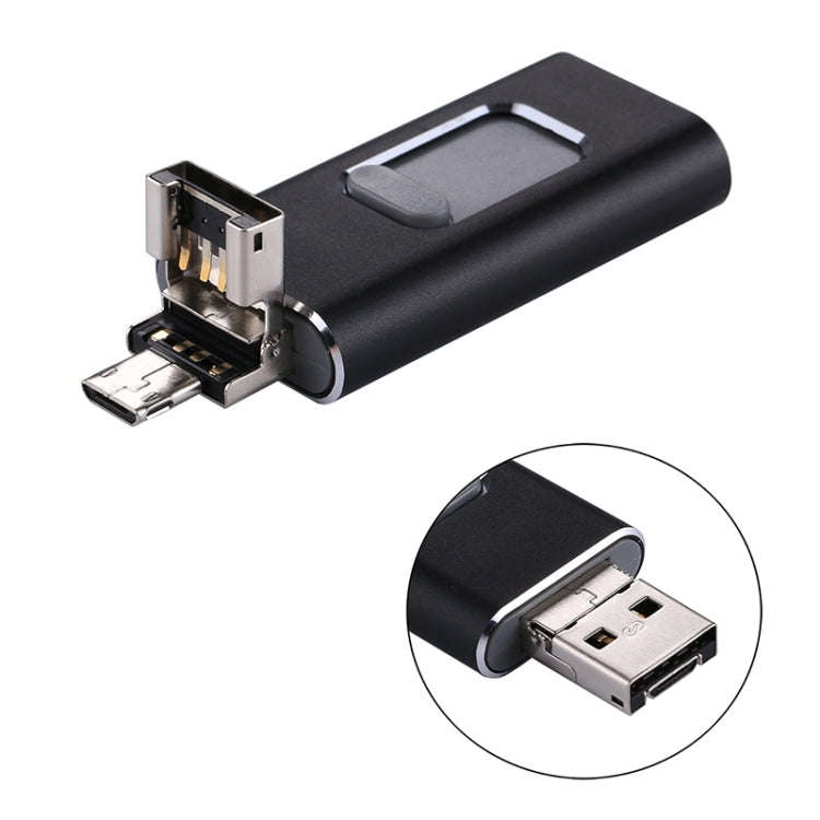 easyflash RQW-01B 3 in 1 USB 2.0 & 8 Pin & Micro USB 128GB Flash Drive(Black)