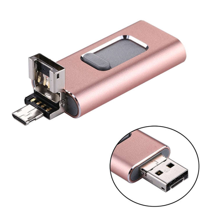 easyflash RQW-01B 3 in 1 USB 2.0 & 8 Pin & Micro USB 16GB Flash Drive(Rose Gold)