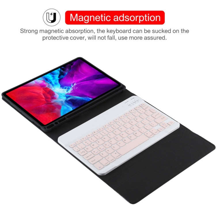 TG11B Detachable Bluetooth Pink Keyboard + Microfiber Leather Tablet Case for iPad Pro 11 inch (2...