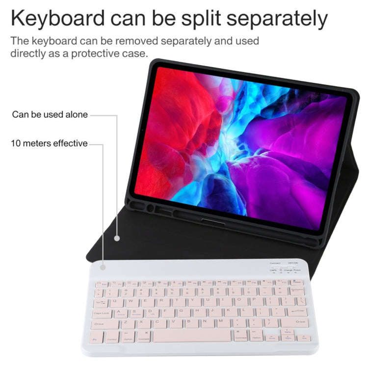 TG11B Detachable Bluetooth Pink Keyboard + Microfiber Leather Tablet Case for iPad Pro 11 inch (2...