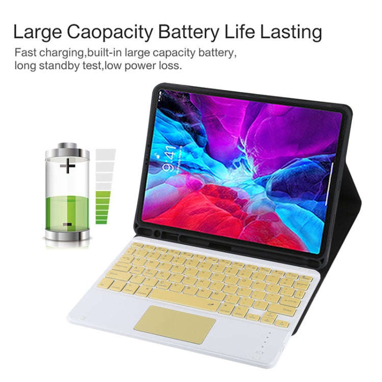 TG11BC Detachable Bluetooth Yellow Keyboard Microfiber Leather Tablet Case for iPad Pro 11 inch (...