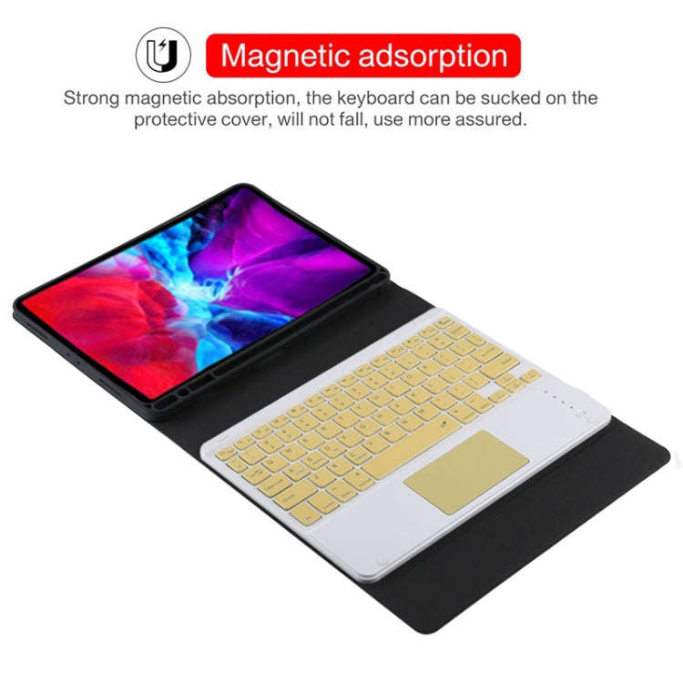 TG11BC Detachable Bluetooth Yellow Keyboard Microfiber Leather Tablet Case for iPad Pro 11 inch (...