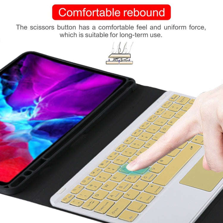 TG11BC Detachable Bluetooth Yellow Keyboard Microfiber Leather Tablet Case for iPad Pro 11 inch (...
