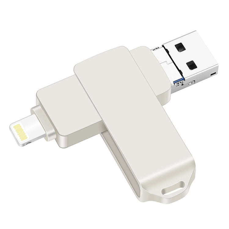 S31 3 in 1 32GB Micro USB 2.0 + USB-C / Type-C + 8 Pin Interface Metal Twister Flash Disk(Silver)