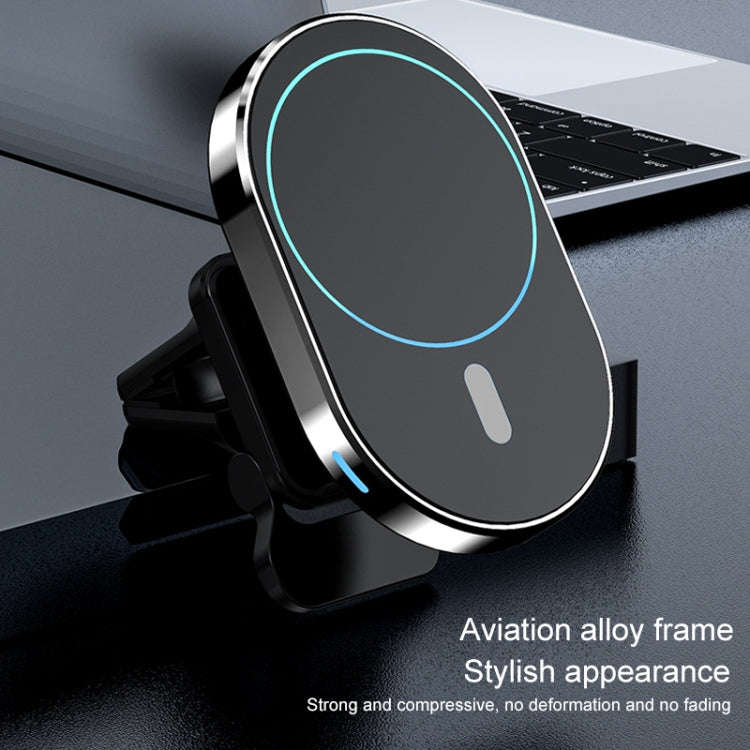 JJT-968 15W Max Output Magnetic Car Air Outlet Bracket Wireless Charger(Black)