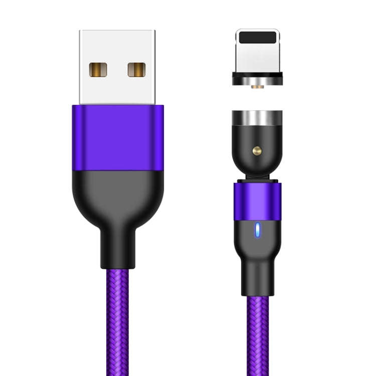 1m 2A Output USB to 8 Pin Nylon Braided Rotate Magnetic Charging Cable(Purple)