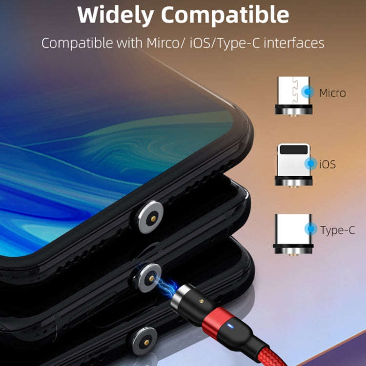 1m 2A Output 3 in 1 USB to 8 Pin + USB-C / Type-C + Micro USB Nylon Braided Rotate Magnetic Charg...