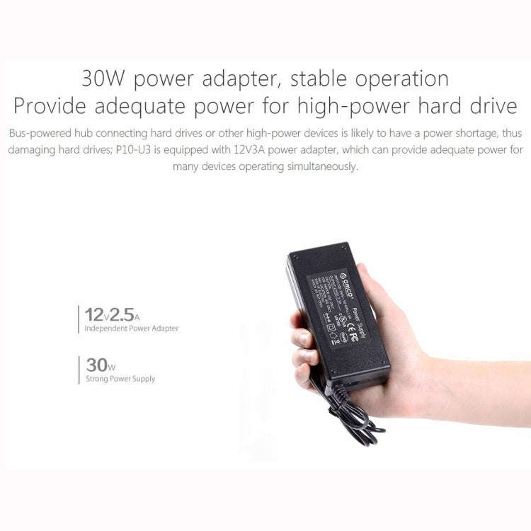 ORICO P10-U3-V1 10 USB 3.0 Ports HUB, Specification: EU Plug