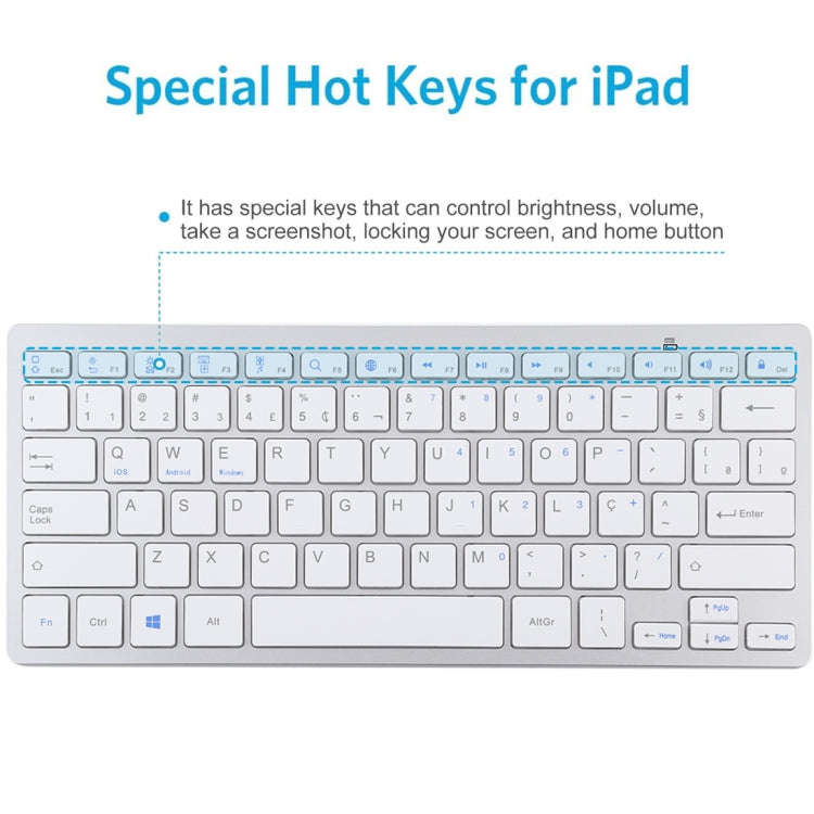 WB-8022 Ultra-thin Wireless Bluetooth Keyboard, Portuguese Keys(Silver)