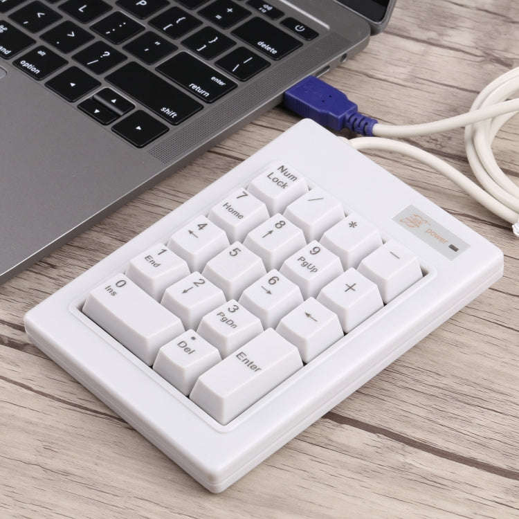 DX-18B 18-keys USB Wired Mechanical Black Shaft Mini Numeric Keyboard (White)
