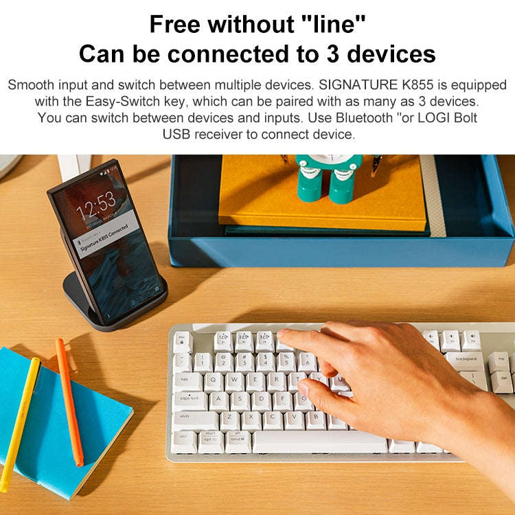 Logitech K855 Wireless Bluetooth Dual Mode Silent Mechanical Keyboard (Black)