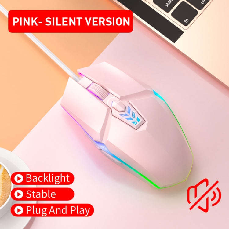 S700 Colorful Light USB Wired Office Gaming Mouse (Pink)