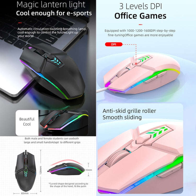 S700 Colorful Light USB Wired Office Gaming Mouse (Blue)