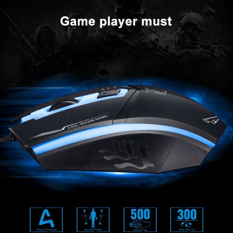Chasing Leopard 199 USB 1600DPI Three-speed Adjustable LED Backlight Wired Optical Gaming Mouse, ...