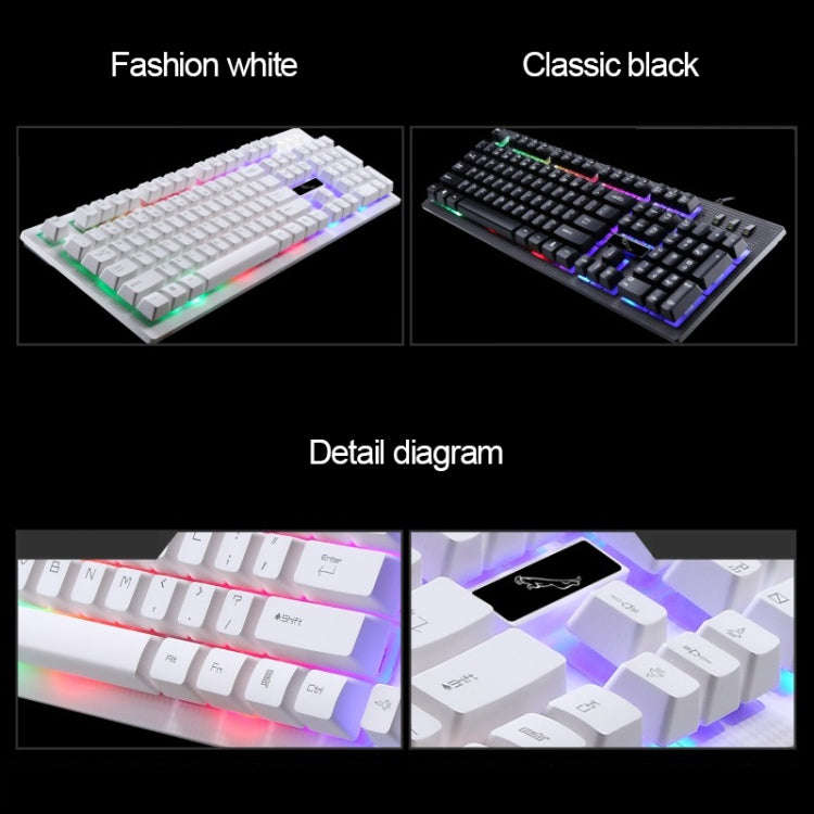 ZGB G20 104 Keys USB Wired Mechanical Feel Glowing Computer Keyboard Gaming Keyboard(White)